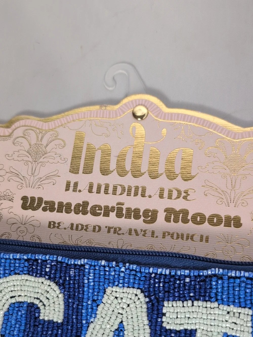 Wandering Moon Hand Beaded Cat Mom Zipper Travel Pouch